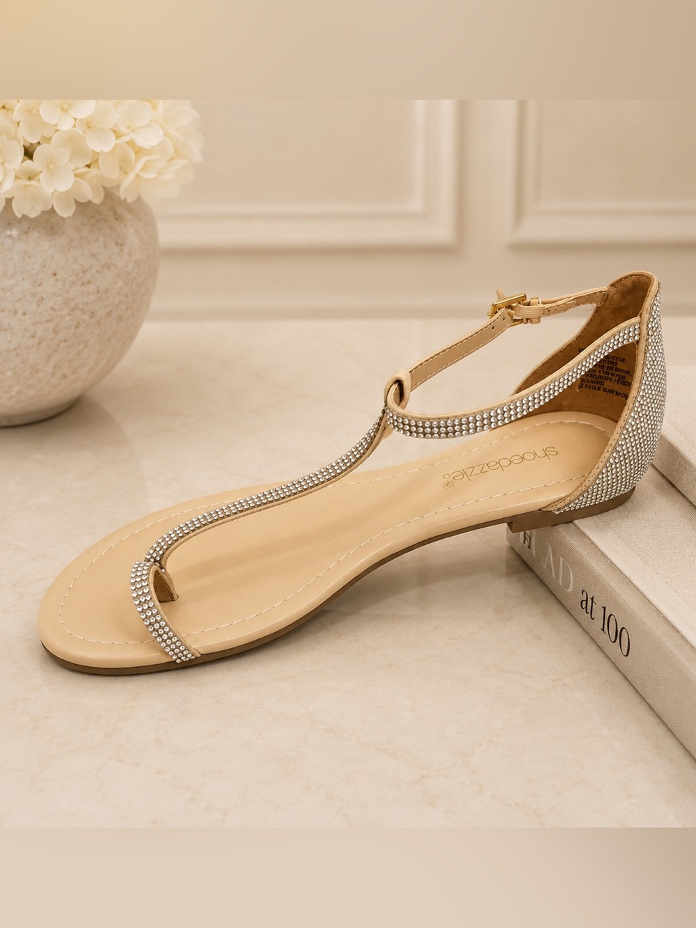 Beige Flat Sandals, Size 7.5 NEW IN BOX - Picture 2 of 10